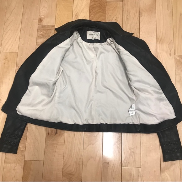 River Island Vegan Faux Leather Black Moto Jacket - Picture 5 of 8